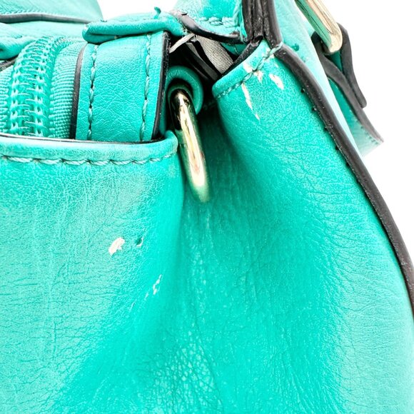 Charming Charlie Shoulder Bag Seafoam with Gold Chain Accents Striped Interior - Picture 6 of 16